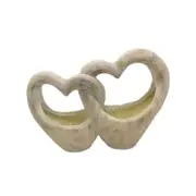 Willow & Silk Arty Double Heart Stony Decorative Home Ornament