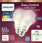 Philips Wiz 472027 A19 60w LED Light Smart Bulbs (Pack of 2) Full Color 800 lmns