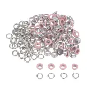 Grommets Kit 100set-4.5mm 3/16" Hole Metal Eyelets Grommet Tool,Pink