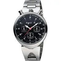 在飛比找森森購物網優惠-agnes b. 三眼計時腕錶-黑39mm (BX9001X