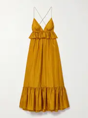 [Zimmermann] Zimmermann - Rhiannon Ruffled Silk Maxi Dress - Yellow - 0 0 Yellow