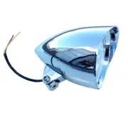 Silver BILLET FANG HEADLIGHT FOR HARLEY DAVIDSON CHOPPER SOFTAIL 6"