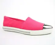 Miu Miu Neon Pink Canvas Pointed Toe Slip-on Shoes w/rubber Sole Sz 36.5