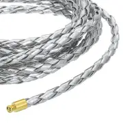 4mm 2.19 Yards Braided Leather Cords, Round Leather Strap Necklaces, Silver