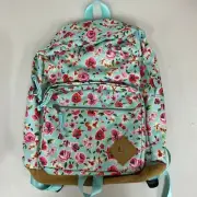 No Boundaries Backpack Flower Canvas Full Size Aqua Pink School Work Travel