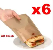 6x Reusedable Toast Toaster Sandwich Toastie Bag Pocket Toastbag 17x19cm AU Post