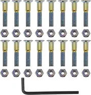16 Sets Skateboard Hardware Kit Mounting Screws Hex Head Bolts Nuts with Wrench Accessories for Riser Long Board Truck M5x25mm