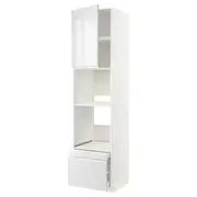 METOD / MAXIMERA hi cab f ov/combi ov w dr/2 drwrs, white/Voxtorp high-gloss/white, 60x60x240 cm