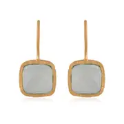 Inaya Earrings in Sterling Silver with Aqua Chalcedony - Matt Finish Jewellery in Australia