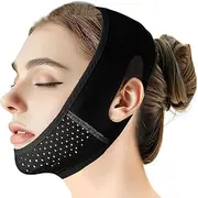 Reusable V Line Lifting Mask with Chin Strap, V Shaped Face Mask for Sagging, Jaw Exerciser (Black)
