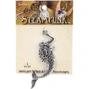 Solid Oak Steampunk Metal Pendant -Mermaid STEAM248