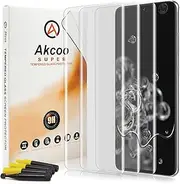 [3 Pack]Galaxy S20 Ultra Screen Protector, [Full Adhesive] Akcoo 3D Curved Tempered Glass [Ultrasonic Fingerprint Compatible][Sensitive Touch][Case Friendly] for Samsung Galaxy S20 Ultra 5G 6.9 Inch