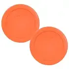 Pyrex 7200-PC Round 2Cup 5" Storage Lid Cover 2 Pack Orange for Glass Bowl New