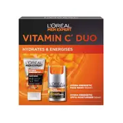 L'Oreal Men Expert Vitamin C Duo Hydrates & Energises 1x Face Wash 100ml & 1x Moisturiser Spf15 50ml