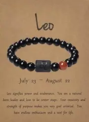 Horoscope Zodiac Leo Tiger Eye Good Luck Bracelet Double Sided