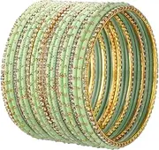 [Efulgenz] Indian Bangle Set Rhinestone CZ Plain Metal Bracelet Bangle Jewelry for Women