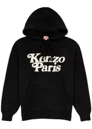 Kenzo Logo Hooded Knitted Cotton Sweatshirt - Black - M M