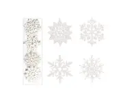 40 Pcs Glitter Snowflake Ornaments, Plastic Snowflake Christmas Hanging Decor for Xmas Tree Decor