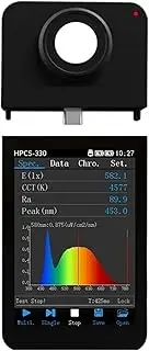 HPCS-330 Handheld Portable Wavelength 380-780nm Spectrometer High Precision CCT CRI Lux Light Meter LED Spectrum Analyzer for Home, Plant Growth Lab(HPCS300P)