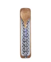 Mud Pie Blue Indigo Enamel Spoon Rest With Wooden Mango Spoon 2 Piece Set