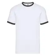 Fruit of the Loom Mens Contrast Ringer T-Shirt White/Black L