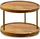 2-Tier 12 Inch Acacia Wood Lazy Susan Kitchen Table Orgnanizer Pantry Turntable