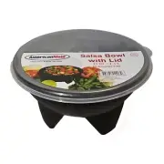 Black round dip salsa guac bowl w feet 45 oz American Maid