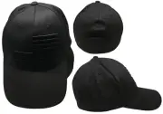 USA Flag 3D Stripes Black Blackout Tactical Fitted Embroidered Cap Hat C1050