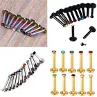 10X Internal Thread Crystal Gem 16G Labret Set Stud Lip Tragus Ear Ring Piercing