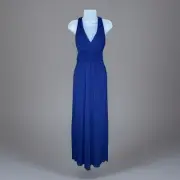 Maeve Anthropologie Dress 2 Navy Maxi Braided Waist Halter Pockets Boho Coastal