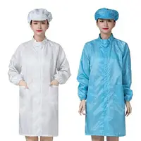 在飛比找樂天市場購物網優惠-無塵衣防靜電工作服藍色白色防塵服靜電衣立領拉鏈大褂潔凈服男女