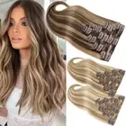 AU 100% Real Human Clip In Remy Hair Extensions Highlight Russian Weft FULL HEAD