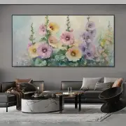 Abstract Retro Pastel Floral Wildflower Unframed Canvas Painting for Living