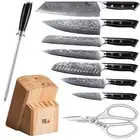 10x TURWHO Kitchen Knife Set Damascus Steel Kiritsuke Santoku Chef Slicing Knife