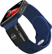 Oneress Stainless Steel Medical ID Bracelet Tag, Personalized Health Alert Emergency Wristband for Seniors, Engraved Type 1 Diabetes Watch Band Label YA4313 Black-Type-1