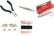 Bead Tip Kit - Pliers, Tweezers, Cement, 12 Bead Tips & Black Bead Cord #4
