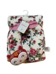 Duck Duck Goose Plush Blanket And Headrest New White Pink Baby Gift