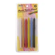 6pce - Mixed Colour Woodless Pastel Pencils 5pce + 1pce Black Pastel Pencil