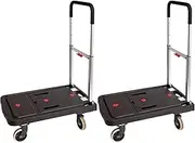 Trailer Hand Truck 1 Pack Foldable Dolly Cart, Platform Hand Truck with Wheels, 300 Lbs Home Hand Truck(300 LB 2 Pack)