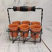 Aashita Creations Cutting chai Glasses with Metal Stand, Indian Tea Glasses, Cutting chai, Shot Glasses, Indian Dhaba Glasses, Indian Furniture and Home Decor