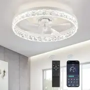 20" Modern Ceiling Fans with Lights and Remote, Dimmable Low Profile Ceiling Fan