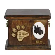 Scottish Terrier wooden urn with a dog Art-Dog