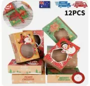 12PCS Christmas Candy Cookie Boxes Party Gift Box Bakery Cupcake Muffin Cake Box