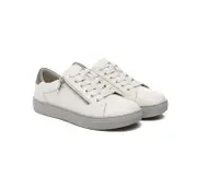 EVERAU® Women Leather Zip Decor Low-top White Sneakers Chloe - White / AU Ladies 4 / AU Men 2 / EU 35