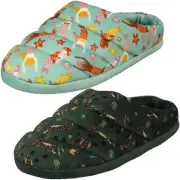 Childrens Clarks Print Detailed Mule Slippers Fluffy Slide