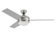 Brushed Steel Ceiling Fan - Integrated with 20W 3000k LED Light Kit - Indoor/Out
