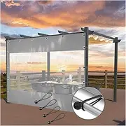 Clear Tarp Curtain PVC Tarpaulin Transparent Side Panels for Outdoor Pergola Gazebo Porch Gray 12'Hx9'W/3.7x2.7m