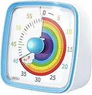 Visual Timer - 60-Minute Silent Countdown Timer with Rainbow Design, Kids Time Management Tool for Classroom, Kitchen & Office, Fun & Focus Helper (Blue, 1 Pack)