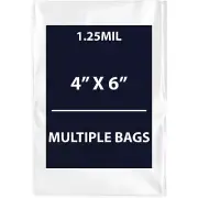 1.25Mil, 4" X 6" | LDPE Clear Flat Poly Bags, Flexible & Durable | Multiple Bags