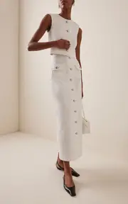 [Adam Lippes] Dakota Button-Detailed Denim Midi Skirt